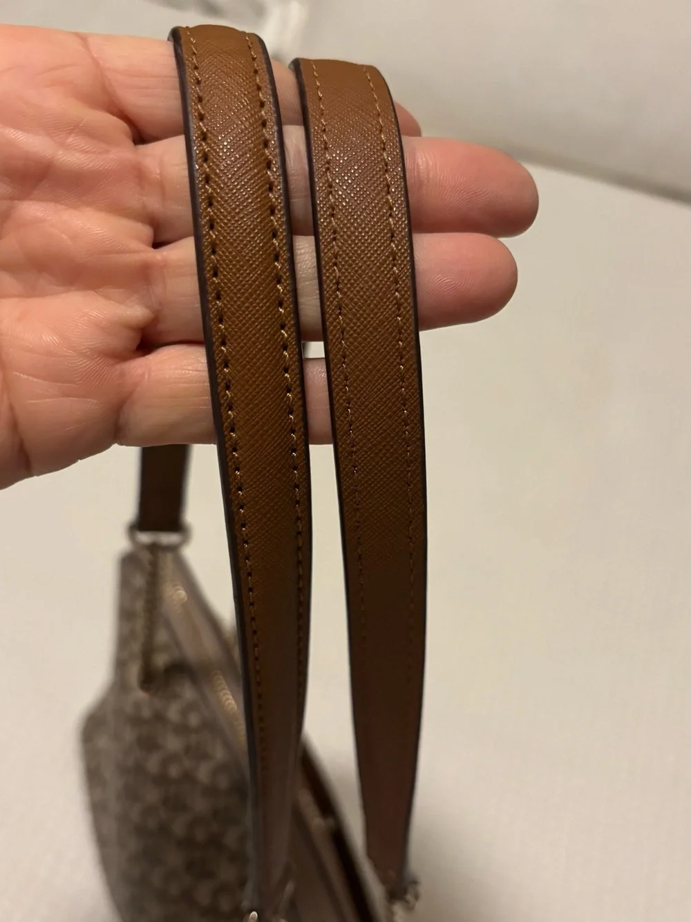 DKNY Brown Tan Monogram Chain-Handle Shoulder Bag